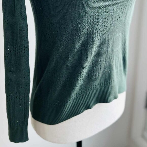 Valentino Forest Green Cotton Jacquard Knit Sweater with Surface Wear – US XS - Picture 4 of 12